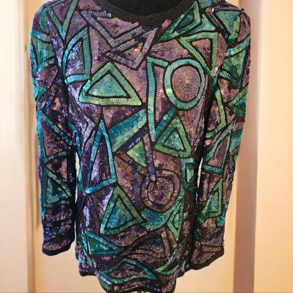 Joan Leslie Evenings Tops - Gorgeous Sequins Joan Leslie Evenings Blouse-Size Medium